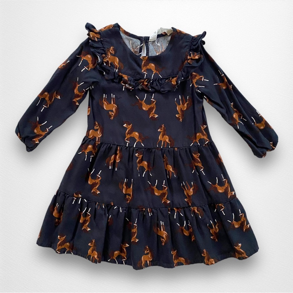 H&M Navy Dress with Brown Horse Print